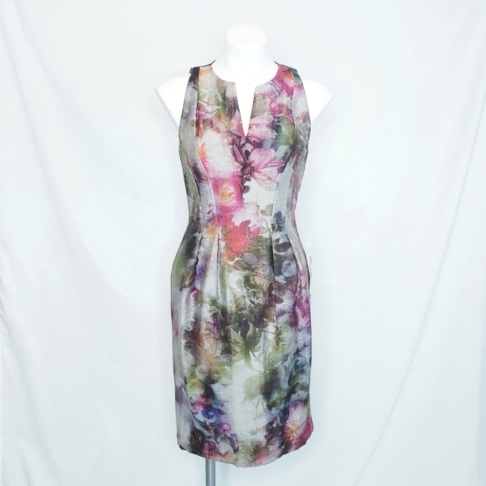 *Last Chance* NWT Kay Unger Sleeveless Floral Watercolor Sheath Dress